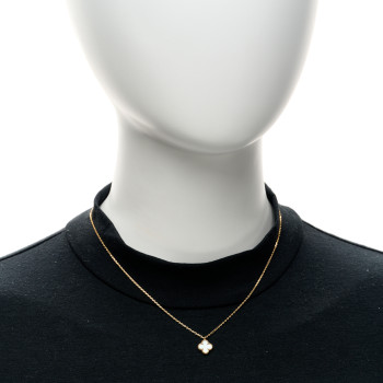 VAN CLEEF & ARPELS 18K Yellow Gold Mother of Pearl Sweet Alhambra Pendant Necklace