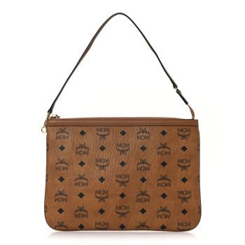MCM Visetos Liz Shopper Tote Pouch Cognac