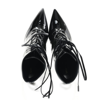 SAINT LAURENT Vernice Glove Lace Up Platform Boots 39 Black