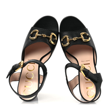 GUCCI Nappa Charlotte Horsebit 40/135mm Platform Sandals 40 Black