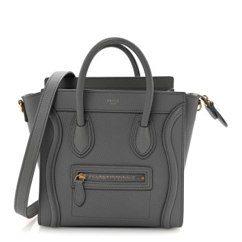 CELINE Drummed Calfskin Nano Luggage Kohl