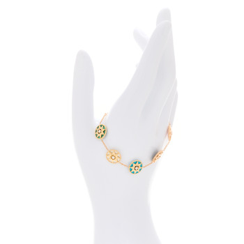 CHRISTIAN DIOR 18K Yellow Rose Gold Diamond Multi Gemstone Rose Des Vents 5 Charm Bracelet