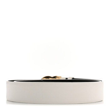 CHANEL Calfskin Enamel CC Belt 80 32 White