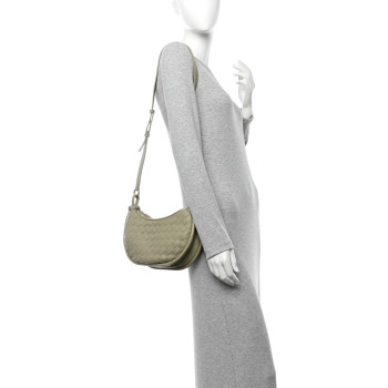 BOTTEGA VENETA Nappa Intrecciato Small Gemelli Multipocket Bag Travertine Muse