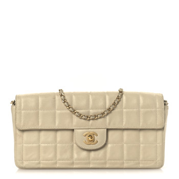 CHANEL Lambskin East West Chocolate Bar Flap Ivory