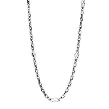 GUCCI Sterling Silver Interlocking GG Chain Necklace