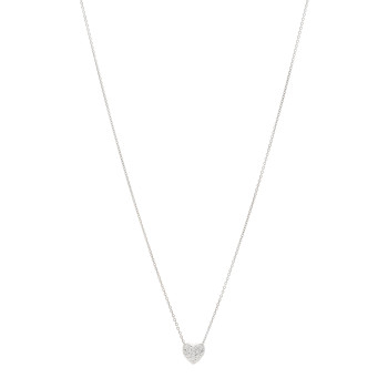 ROBERTO COIN 18K White Gold Diamond Tiny Treasures Puffed Heart Pendant Necklace