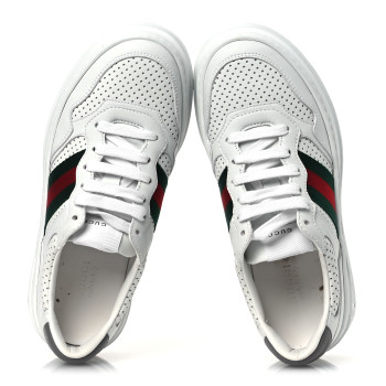 GUCCI Calfskin Web Perforated Womens Platform 55mm Sneakers 36 White Bright Splash