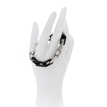 LOUIS VUITTON Metal Monogram Chain Bracelet Silver Black
