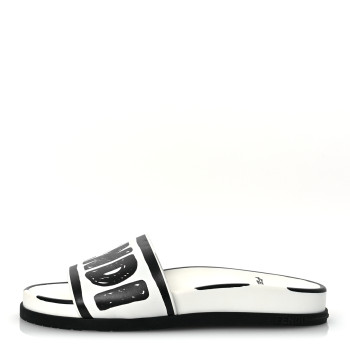 FENDI X JOSHUA VIDES Roma Calfskin Fussbetts Slide Sandals 37 Snow White Black