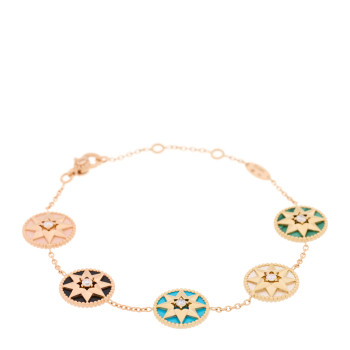 CHRISTIAN DIOR 18K Yellow Rose Gold Diamond Multi Gemstone Rose Des Vents 5 Charm Bracelet