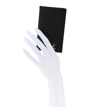 GUCCI Textured Dollar Calfskin Horsebit Card Holder Black