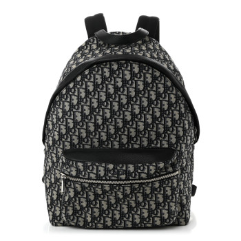 CHRISTIAN DIOR Oblique Calfskin Rider Backpack Beige Black