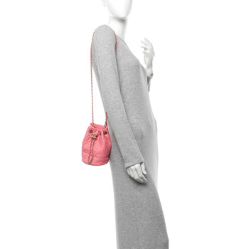 CHANEL Lambskin Quilted Pearl Crush Drawstring Bag Pink