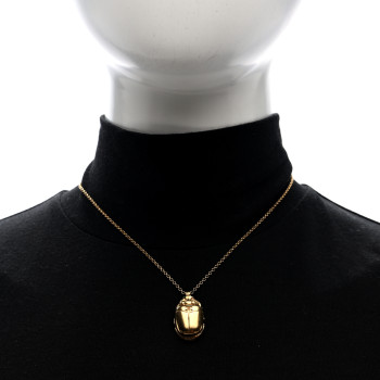 CHANEL Metal Scarab CC Locket Necklace Gold