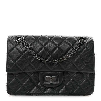 CHANEL Aged Calfskin Quilted 2.55 Reissue Mini Flap So Black