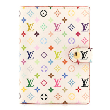 LOUIS VUITTON Monogram Multicolor Small Ring Agenda Cover White Litchi