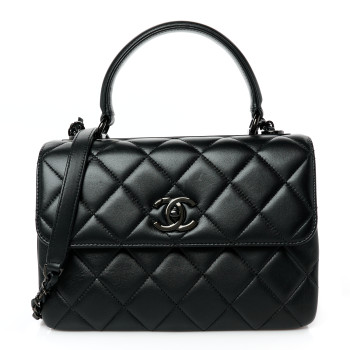 CHANEL Lambskin Quilted Mini Trendy CC Dual Handle Flap Bag So Black