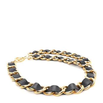 CHANEL Lambskin Chain CC Medallion Belt Belt Black Gold