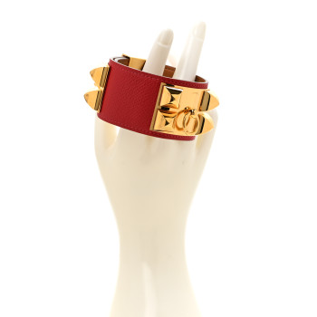 HERMES Epsom Collier de Chien CDC Bracelet L Rouge Casaque