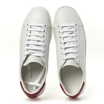 GUCCI Calfskin Interlocking G Perforated Womens Ace Sneakers 36.5 White Hibiscus Red
