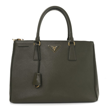 PRADA Saffiano Medium Galleria Double Zip Tote Militare