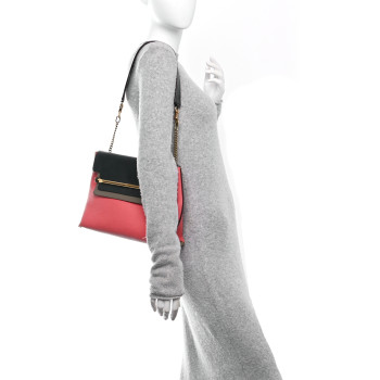 CHLOE Calfskin Medium Clare Shoulder Bag Tan Pink Black