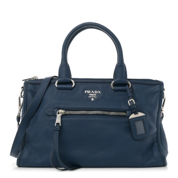 PRADA Vitello Daino Shopping Satchel Inchiostro