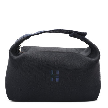 HERMES Canvas Large Bride-A-Brac Pouch Bleu Nuit