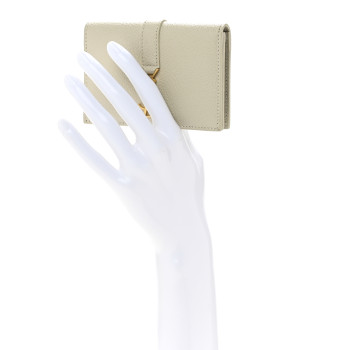 SAINT LAURENT Grain De Poudre Mixed Matelasse Compact Fold Wallet White