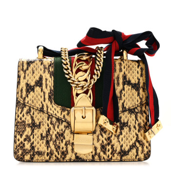 GUCCI Snakeskin Mini Sylvie Chain Shoulder Bag Roccia