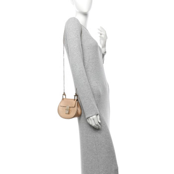 CHLOE Metallic Grained Goatskin Nano Drew Shoulder Bag Abstract Gold