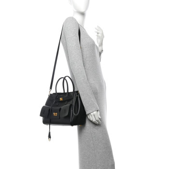 BALENCIAGA Smooth Calfskin Small Bel Air Carry All Bag Black