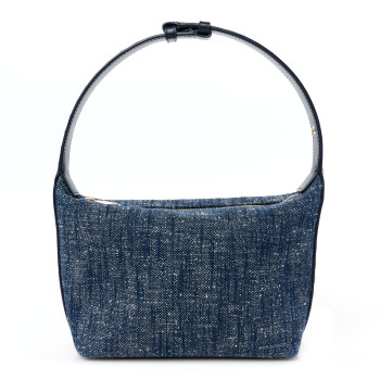 BOTTEGA VENETA Denim Boucle Wallace Shoulder Bag Navy White Space
