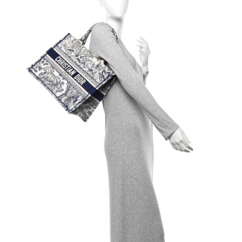 CHRISTIAN DIOR Canvas Embroidered Medium Dioriviera Toile De Jouy Book Tote Blue