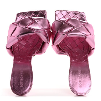 BOTTEGA VENETA Metallic Nappa Maxi Intrecciato Lido 90mm Mule Sandals 37.5 Azalea