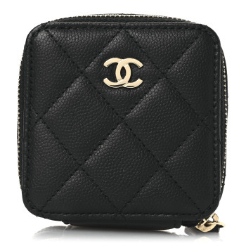 CHANEL Caviar Quilted Jewelry Travel Case Black
