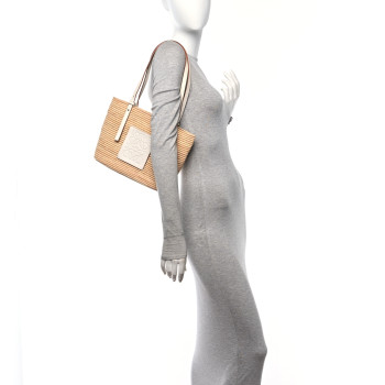 LOEWE Raffia Square Small Basket Tote Bag Natural White