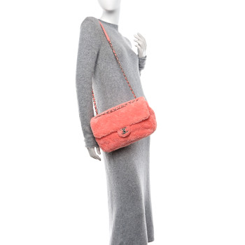 CHANEL Lambskin Calfskin Mixed Fibers Quilted Medium Flap Orange