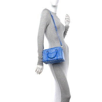 MOYNAT Grained Calfskin Canvas Crossbody Blue