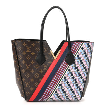 LOUIS VUITTON Calfskin Monogram Kimono Tote MM Rouge Navy LOUIS VUITTON Calfskin Monogram Kimono Tote MM Rouge Navy