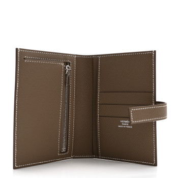 HERMES Epsom New H Passant Compact Wallet Etoupe 1620978