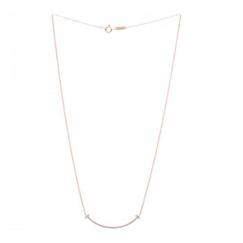 ★Tiffany&Co★ T Smile Pendant Small necklace Rose Gold Tiffany T Medium Smile Pendant in Rose Gold with Diamonds
