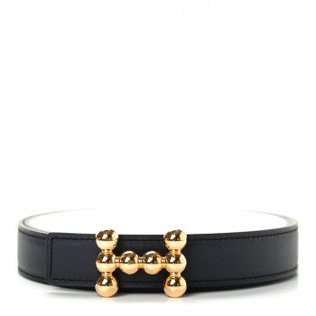 エルメス　布袋 HERMES Swift Epsom 24mm Bubbles H Belt 80 Black White 806100