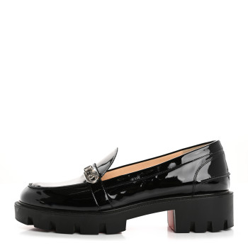CHRISTIAN LOUBOUTIN Patent Lock Woody Loafers 36.5 Black