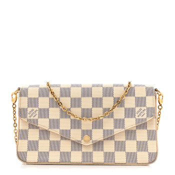 LOUIS VUITTON Damier Azur Pochette Felicie Chain Wallet Rose Ballerine