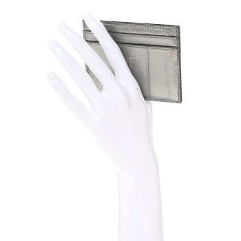 SAINT LAURENT Metallic Eel Credit Card Case Silver