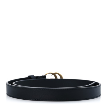 GUCCI Calfskin Double G 20mm Belt 70 28 Black
