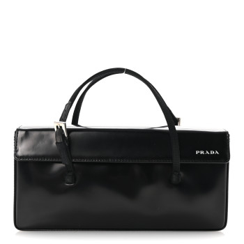 PRADA Spazzolato Mini Clutch Bag Black