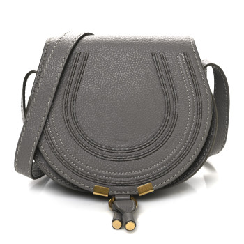 CHLOE Calfskin Mini Marcie Round Crossbody Bag Cashmere Grey